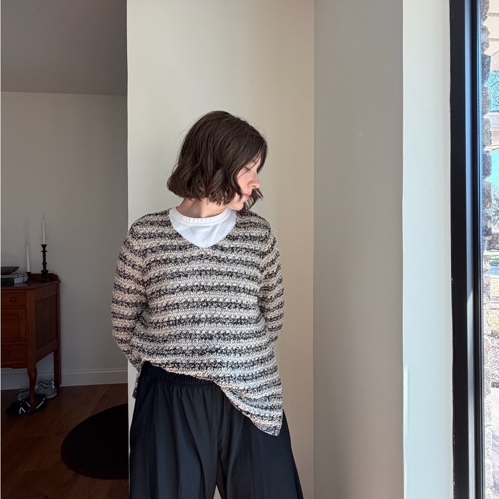 Dana Buchman Black and White Striped Sweater